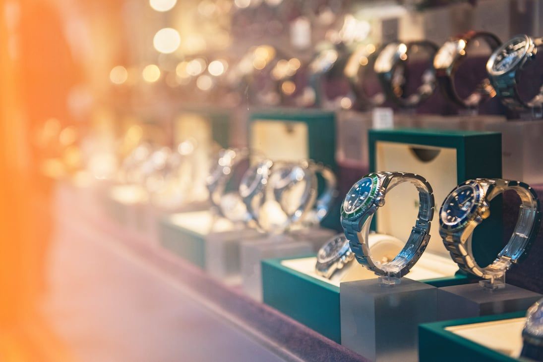 Window display of a luxury watch boutique