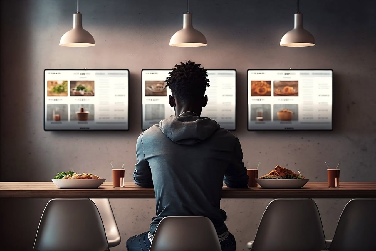Digital signage display in a restaurant