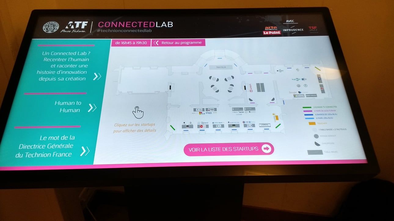Touch kiosk showing the interactive map of the Technion Connected World